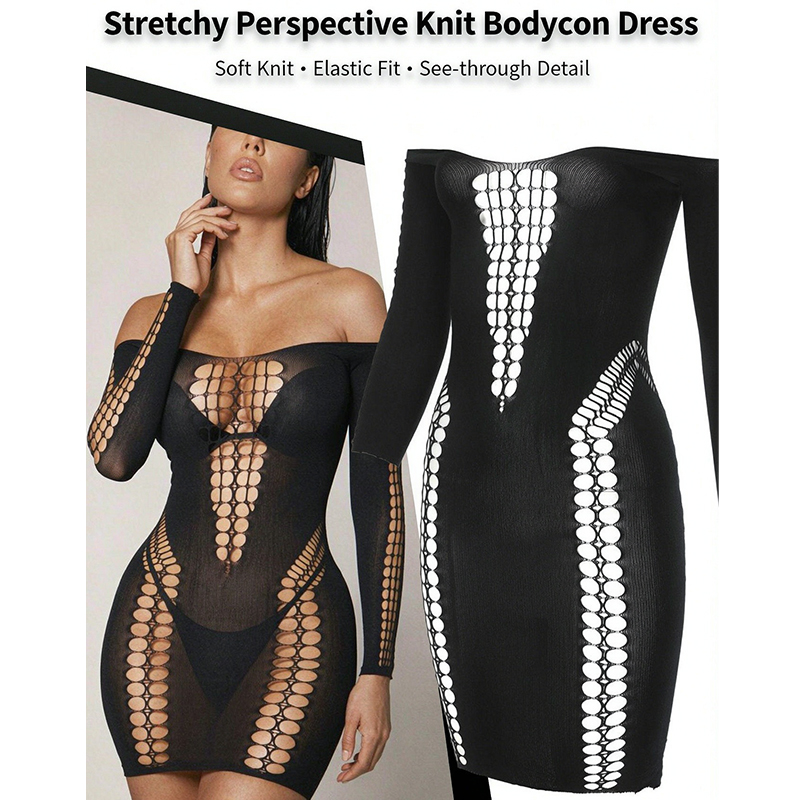 Sexy Mesh Sheer Bodycon Dress - Женское пляжное платье из прозрачной сетки