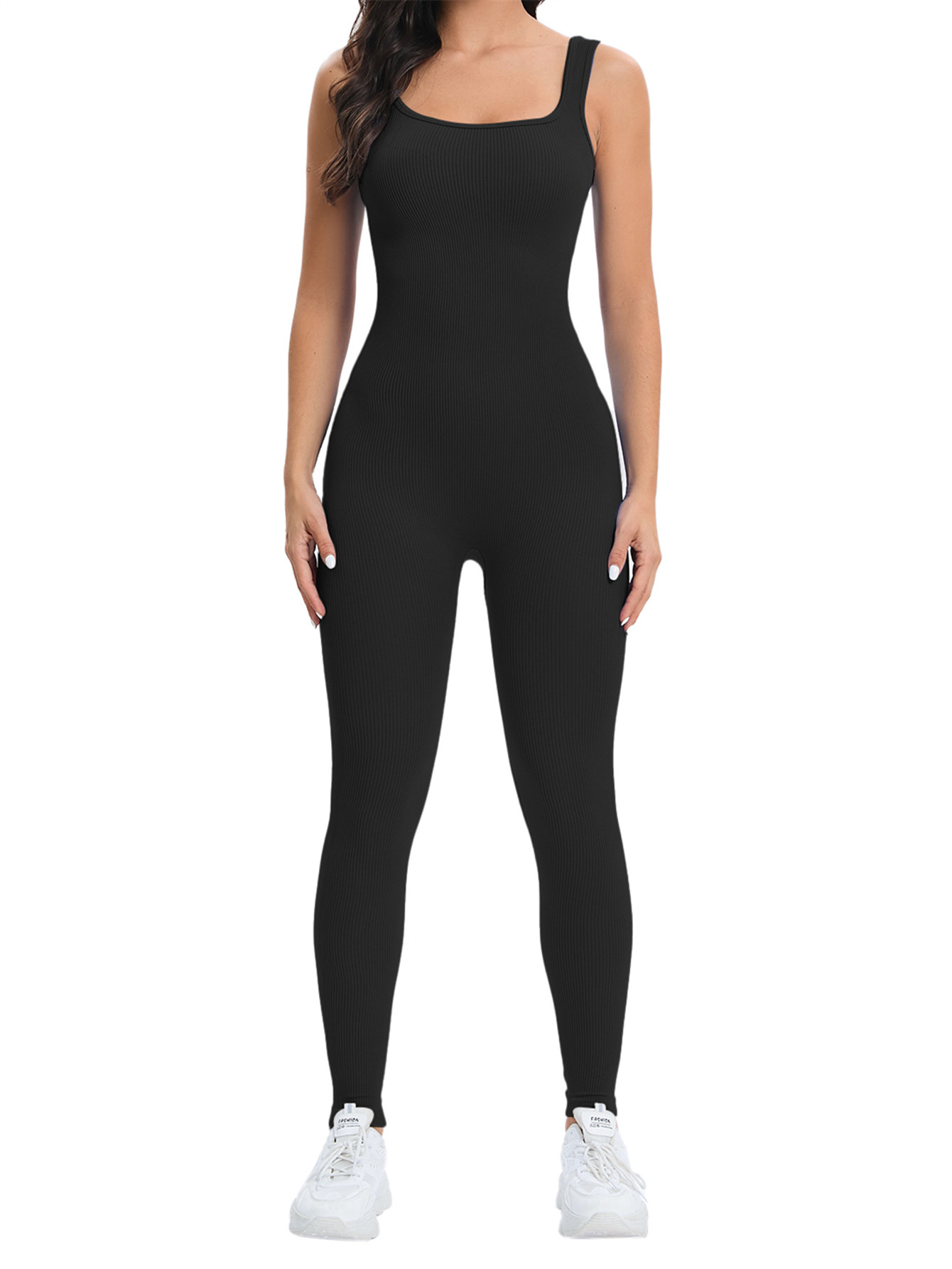 Seamless Ribbed Workout Tank Top - Женский бесшовный комбинезон для тренировок, облегающий