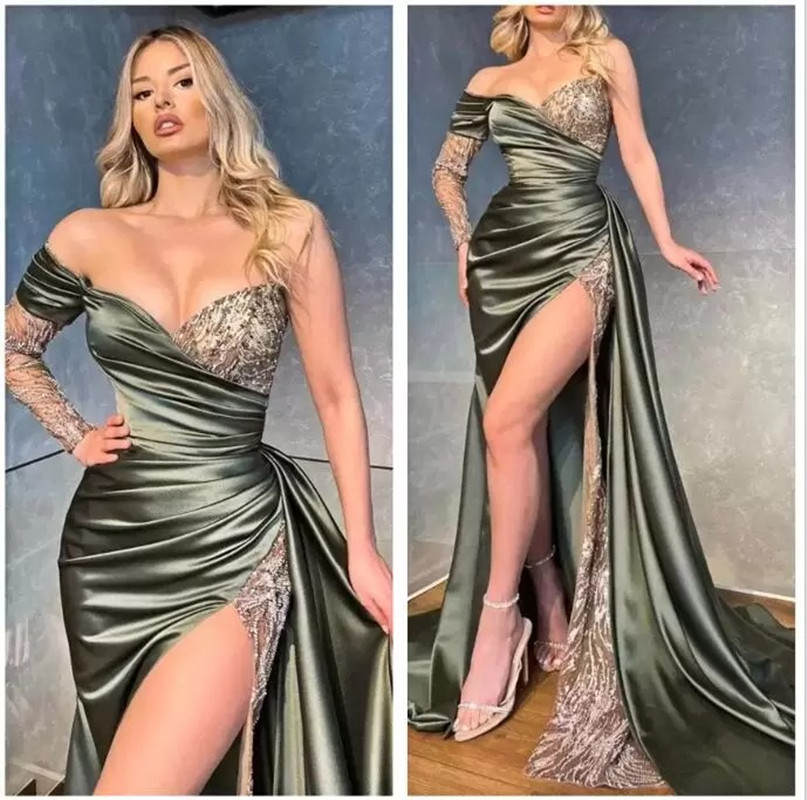 Elegant Satin Evening Gown Split - Элегантные атласные платья для выпускного вечера