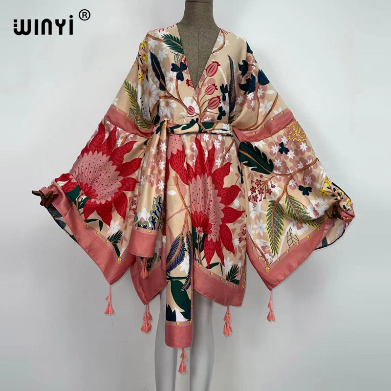 Boho Summer Beach Maxi Dress - Осеннее платье WINYI для женщин: кардиган,