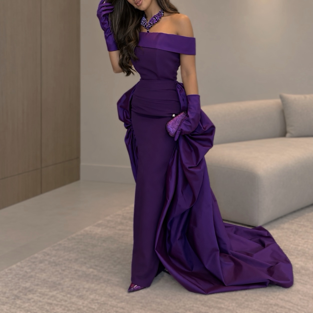 Elegant Satin Evening Gown Split - Индивидуальные сексуальные вечерние платья из атласа