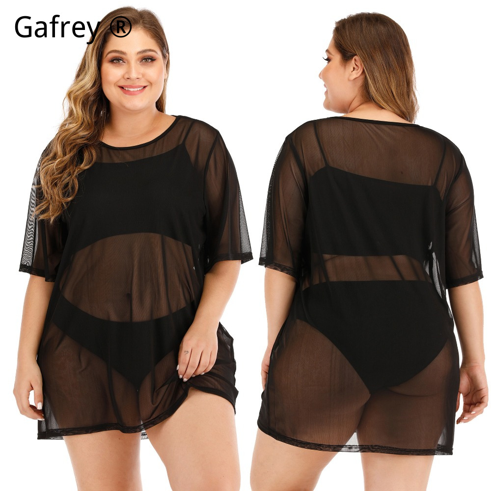 Sexy Mesh Sheer Bodycon Dress - Новое пляжное платье больших размеров из