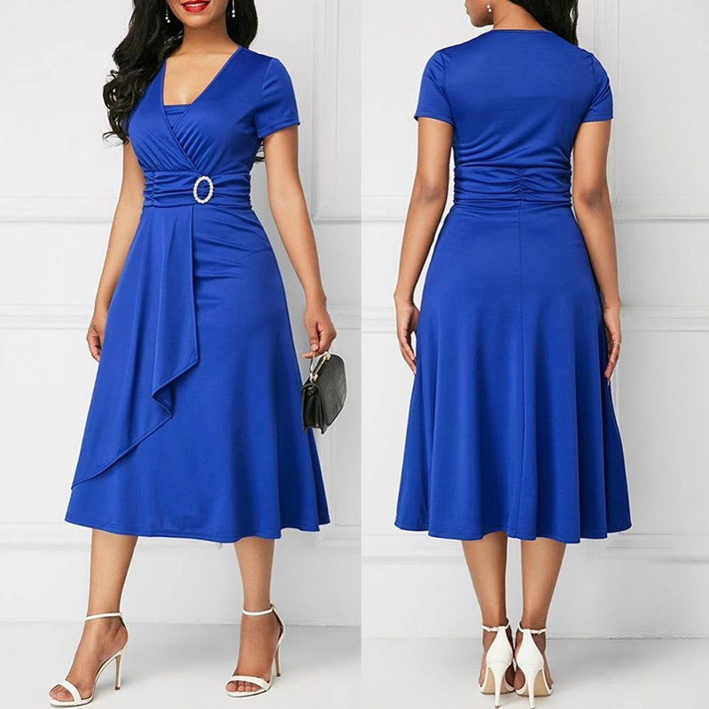 French Vintage Floral Midi Dress - We.Fine Платье женское однотонное с коротким