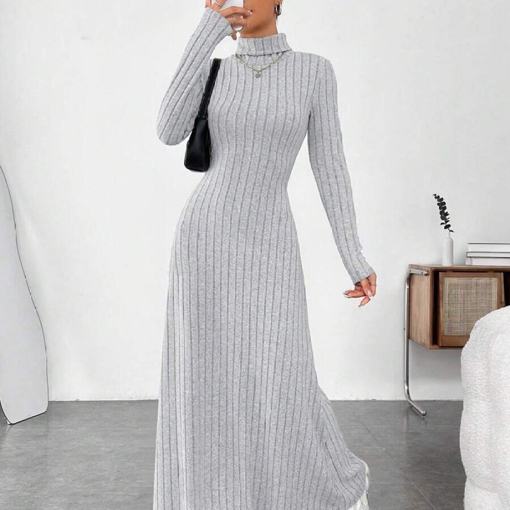 Элегантное осеннее платье с вы – обзор и цена Bodycon Long Sleeve Ribbed Dress