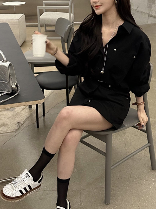 Белое платье-рубашка женское в – обзор и цена Korean Style A Line Shirt Dress