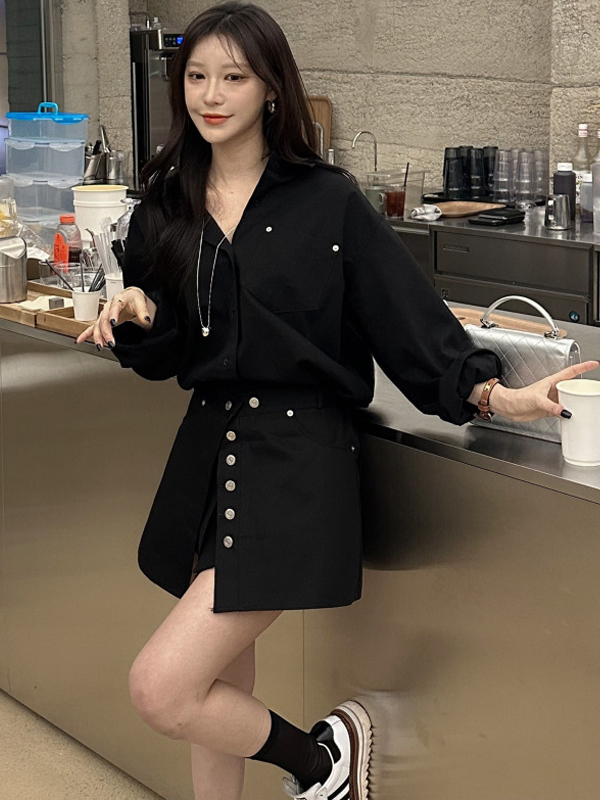Белое платье-рубашка женское в – обзор и цена Korean Style A Line Shirt Dress