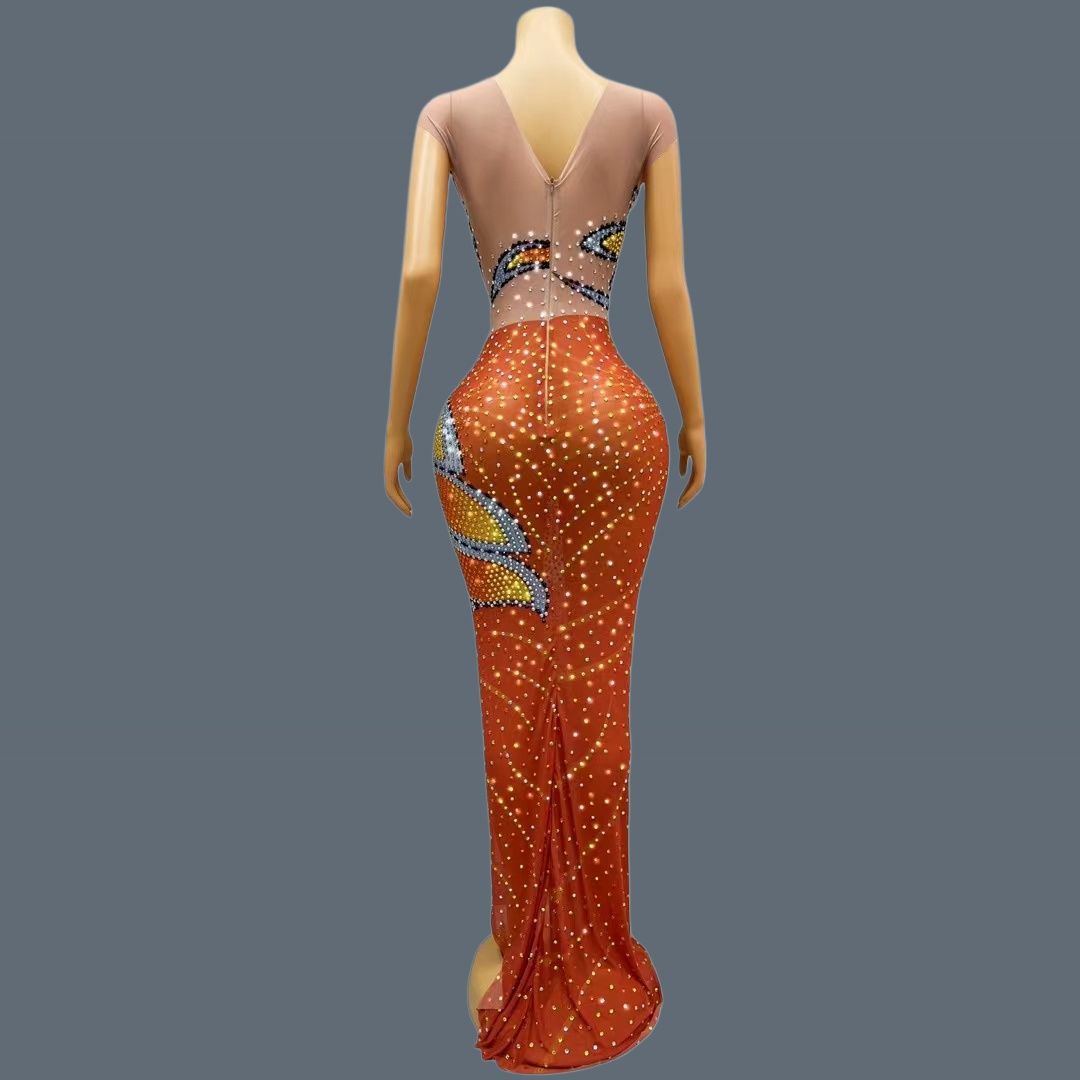 Женское вечернее платье макси  – обзор и цена Sparkly Rhinestone Club Party Dress