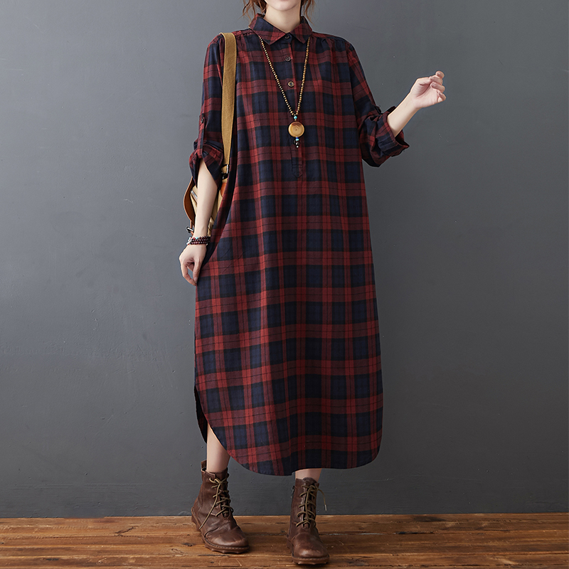 Женское хлопково-льняное плать – обзор и цена Casual Loose Linen Shirt Dress