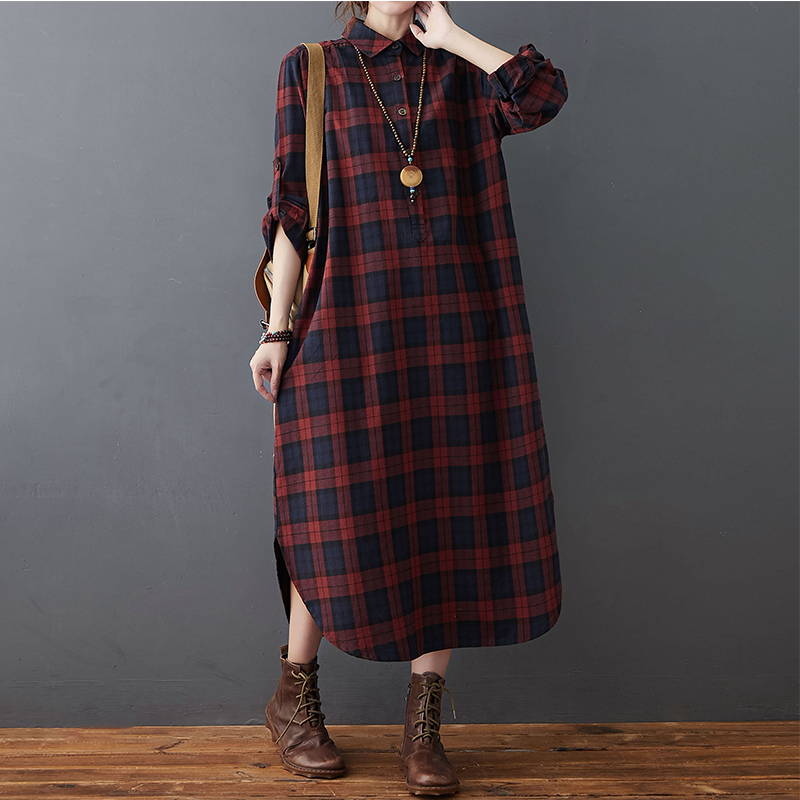 Женское хлопково-льняное плать – обзор и цена Casual Loose Linen Shirt Dress