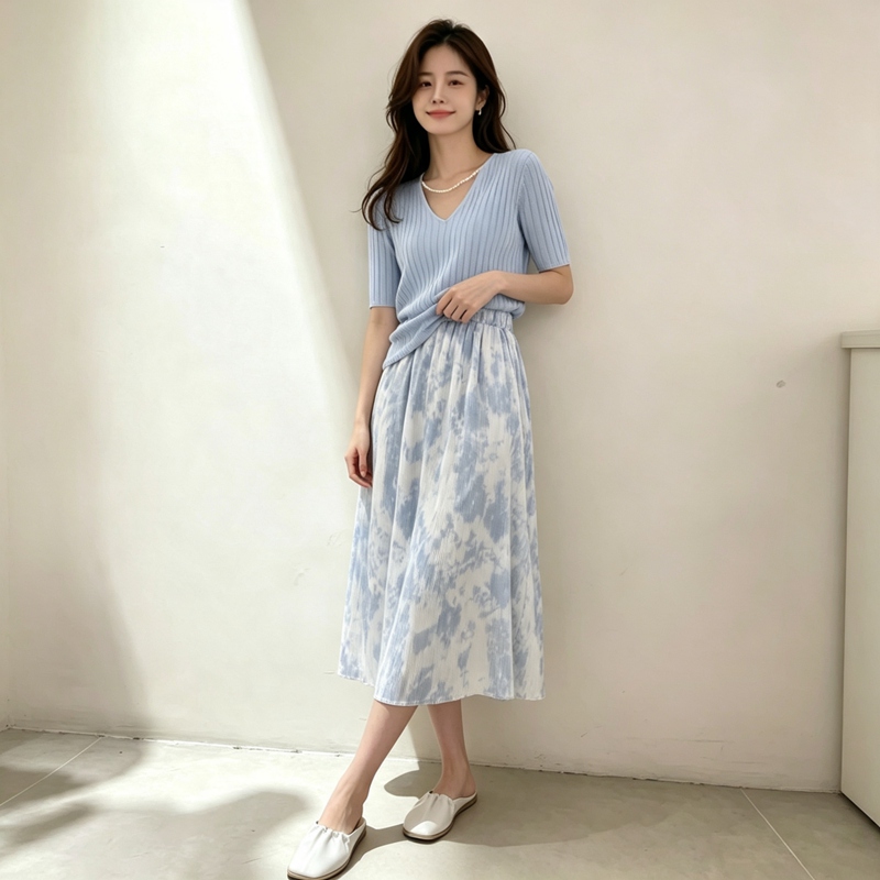 Летний комплект 2026: Нежное п – обзор и цена Korean Style A Line Shirt Dress