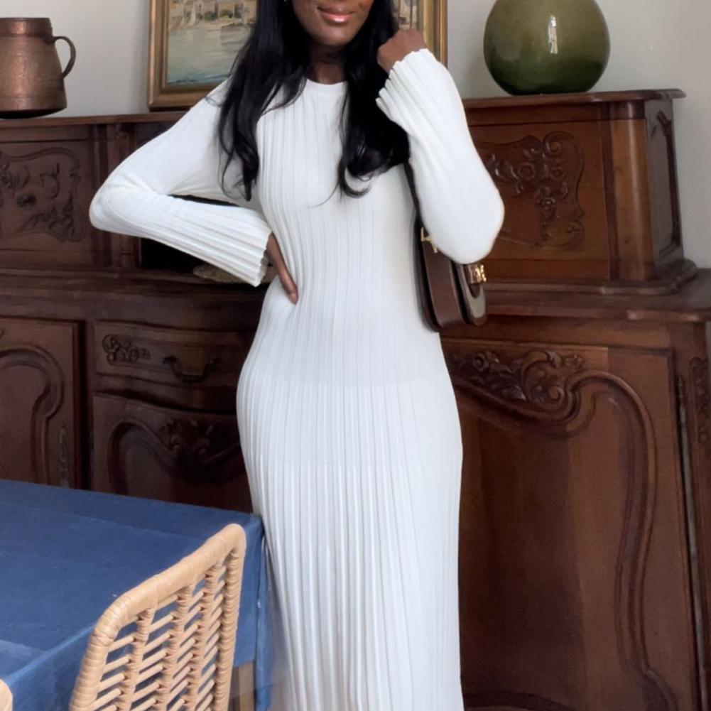 Женское трикотажное платье в р – обзор и цена Bodycon Long Sleeve Ribbed Dress