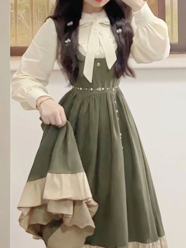 2025 Новое японское корейское  – обзор и цена Korean Style A Line Shirt Dress