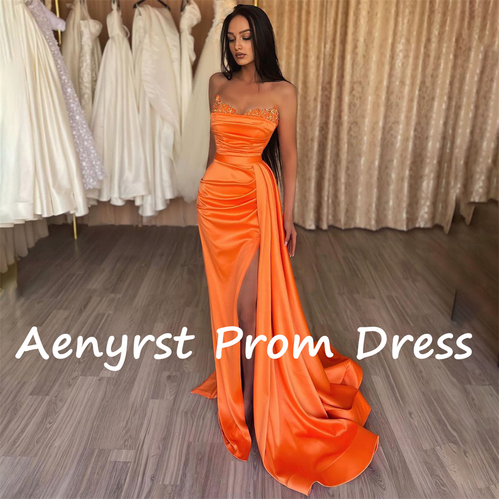 Aenyrst Элегантное вечернее пл – обзор и цена Elegant Satin Evening Gown Split