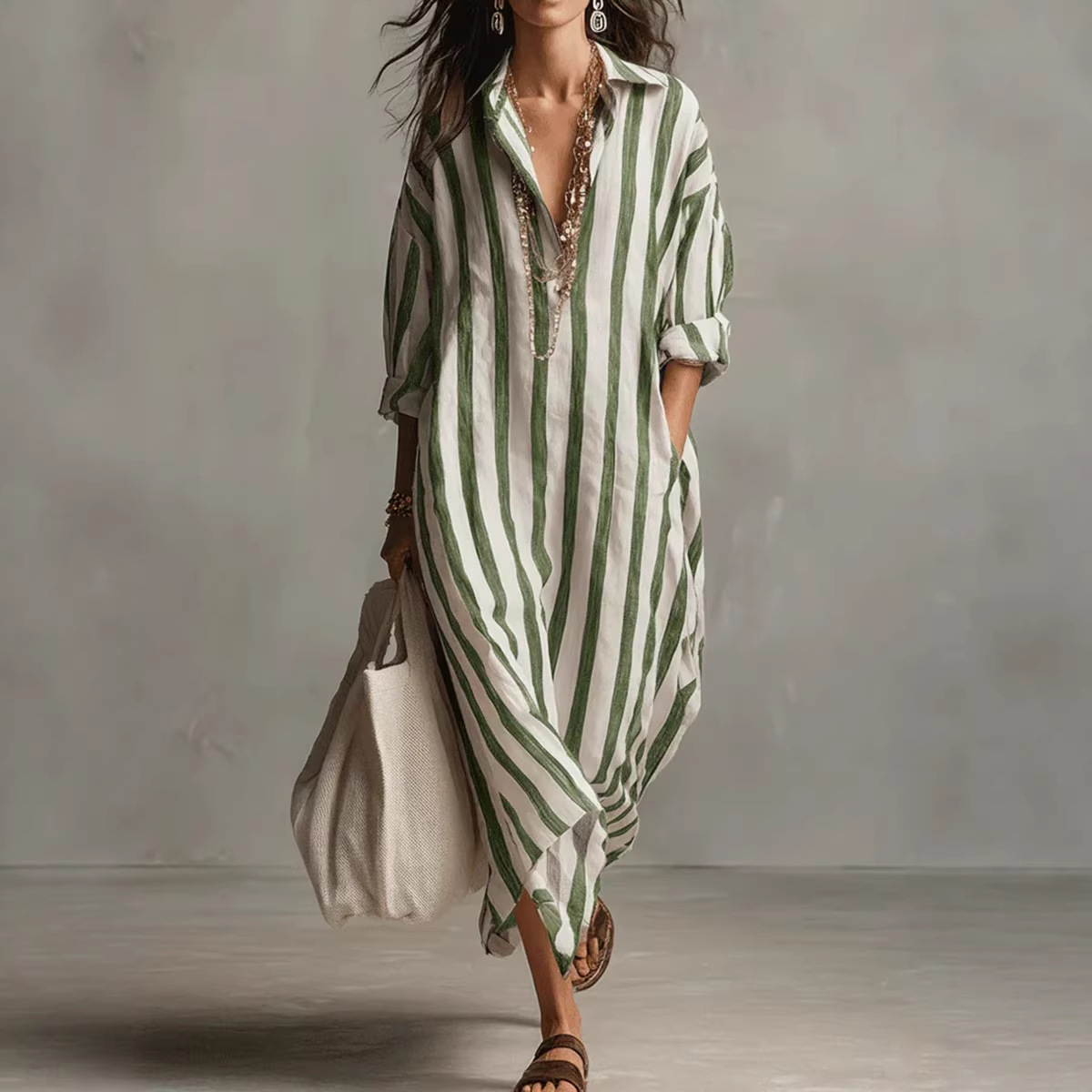 Летнее элегантное льняное плат – обзор и цена Casual Loose Linen Shirt Dress