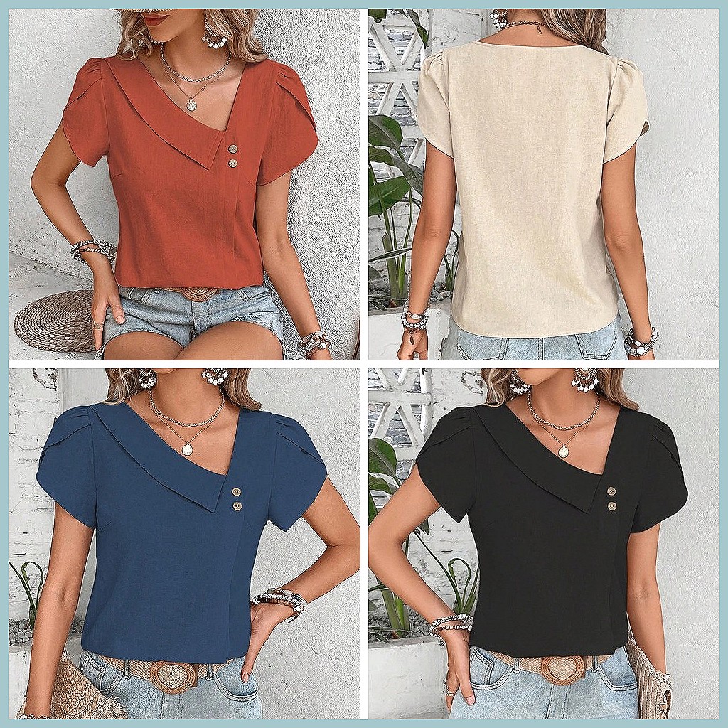 Летняя винтажная однотонная бл – обзор и цена Blouses